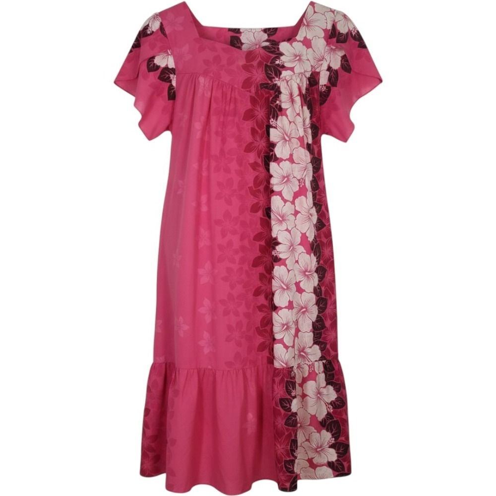 Vintage Jade Fashions Pink Hibiscus Muu Muu Dress Made in Hawaii XL Floral